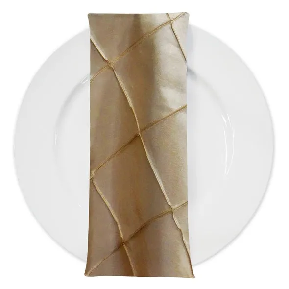 137pcs - 4" Pintuck Taffeta Table Napkin 18"x18" Square - Champagne 060
