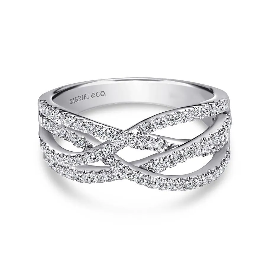 14K White Gold Intersecting Diamond Ring