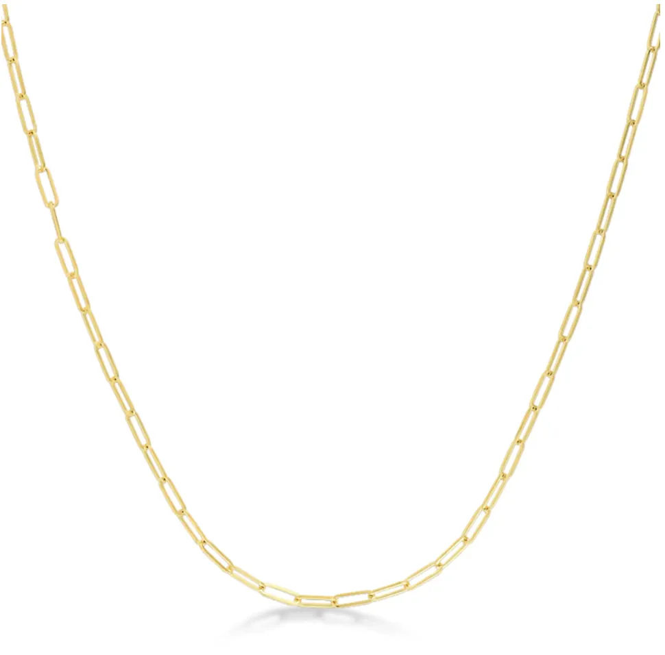 14k Yellow Gold Paperclip Link Chain Necklace 18" 2mm