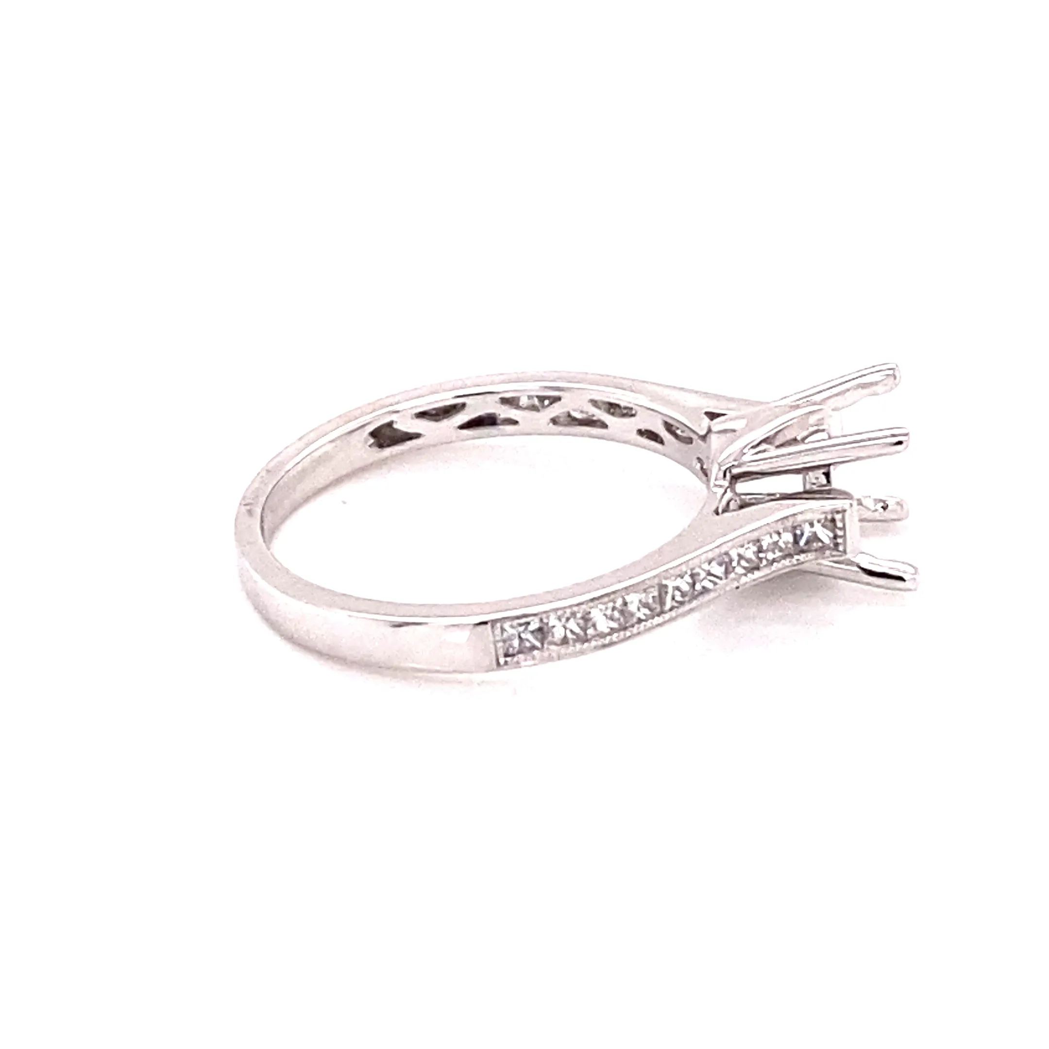 18K White Gold, Diamond Ring 4 Prong Semi-mount Setting