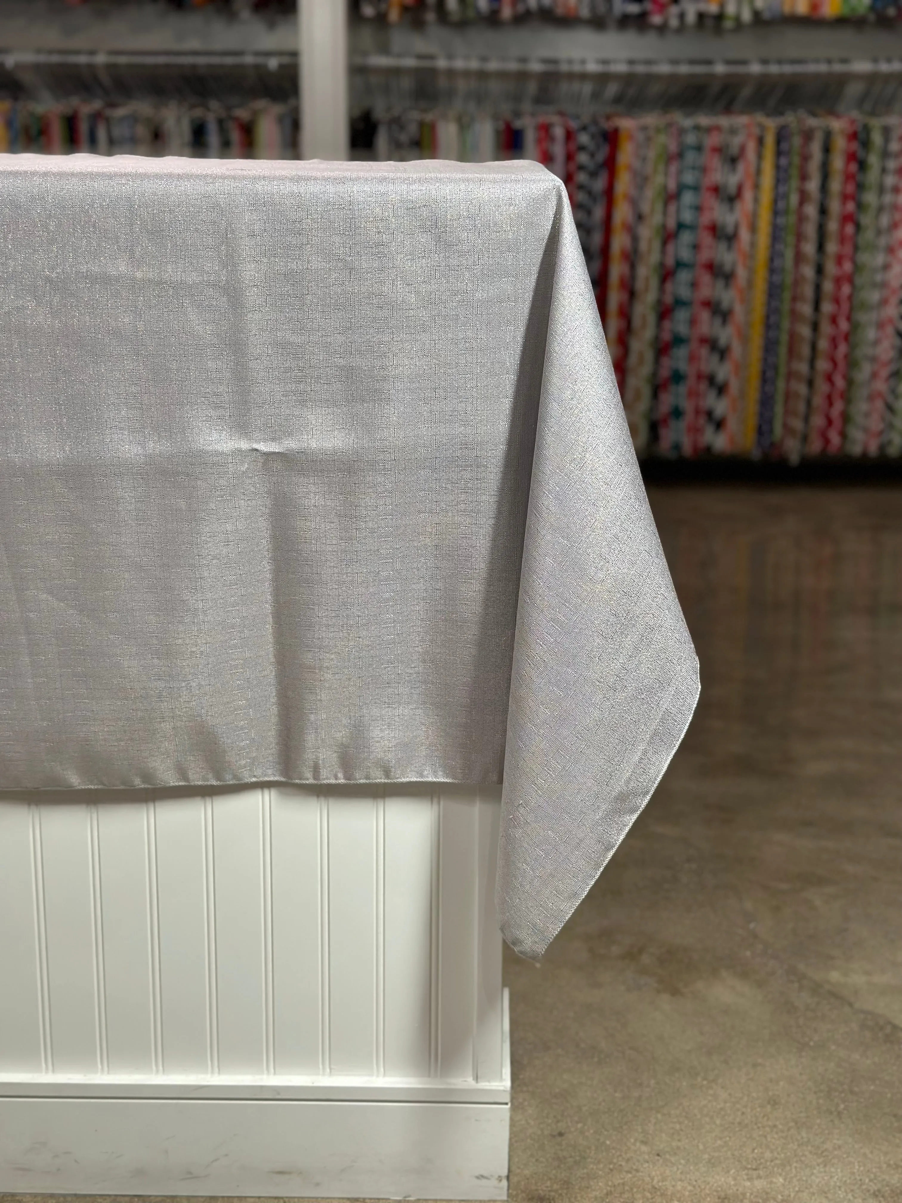 1pc - Metallic Burlap Table Linen 92"x158" Banquet - Silver/Silver