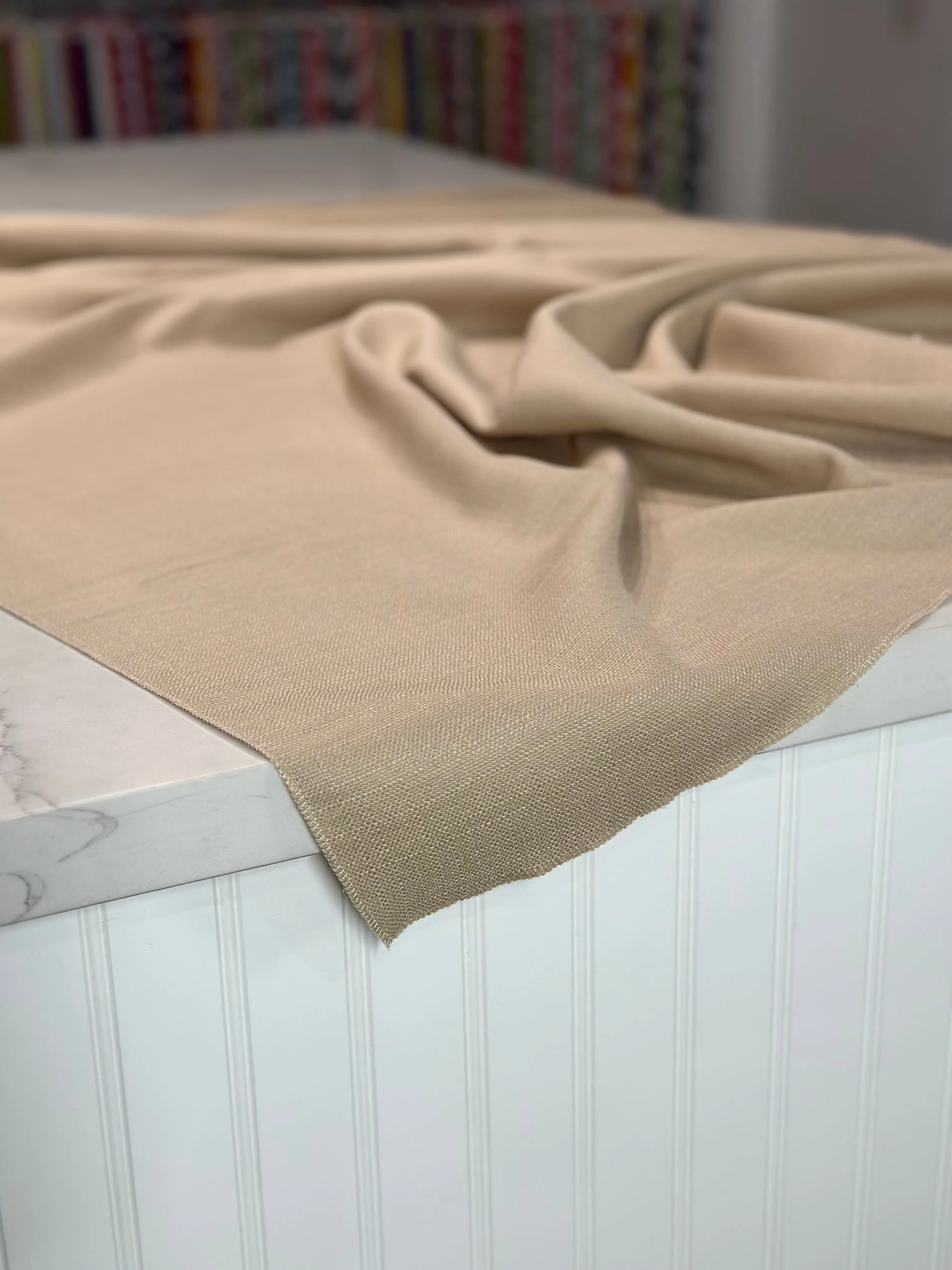 1pc - Rustic Linen Table Linen 108" Round - Wheat