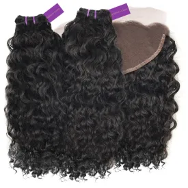 2 x Curly Virgin Machine Weft Bundle   Frontal Deal