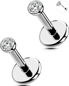 2Pcs 20G/18G/16G Threadless Nose Stud Flat Back Earrings 316L Surgical Steel CZ Daity Nose Helix Cartilage Tragus Conch Labret Medusa Monroe Piercing Jewelry for Women Men