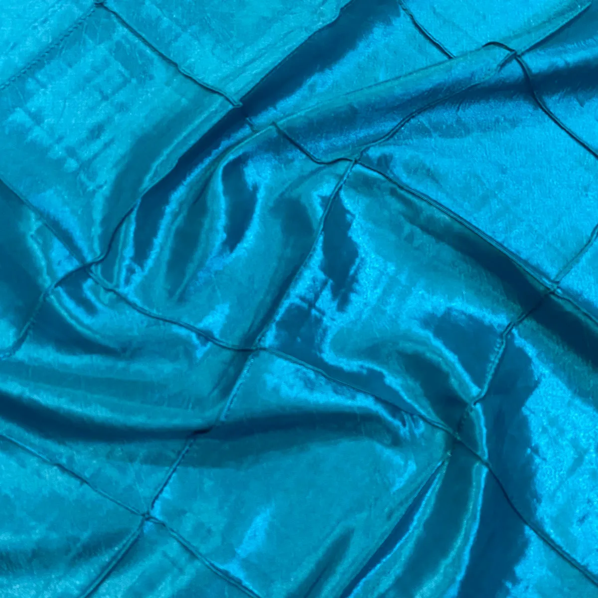 3pcs - 4" Pintuck Taffeta Table Linen 90"x90" Square - Turquoise 112