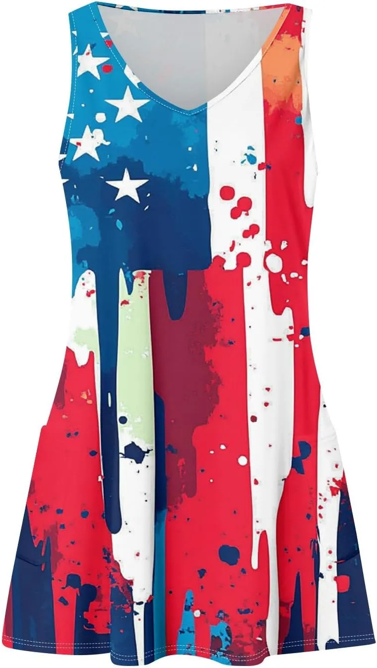 4th of July Outfits for Women Plus Size Stars Stripe Independence Day Dress Festival American Flag Dress for Women