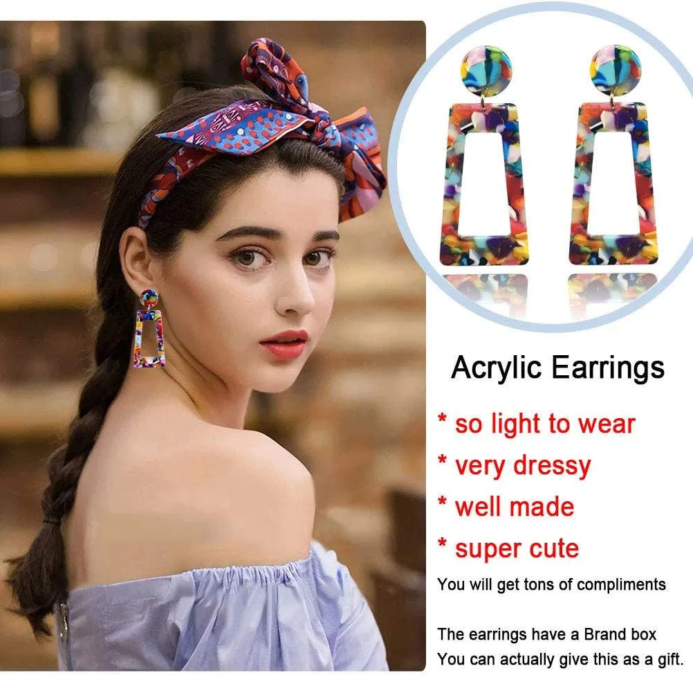 Acrylic Earrings for Women Multicolor Resin Earrings Statement Dangles Drop Earrings