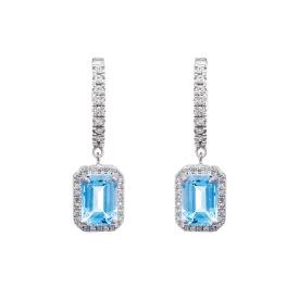 Blue Topaz & Diamond Huggies