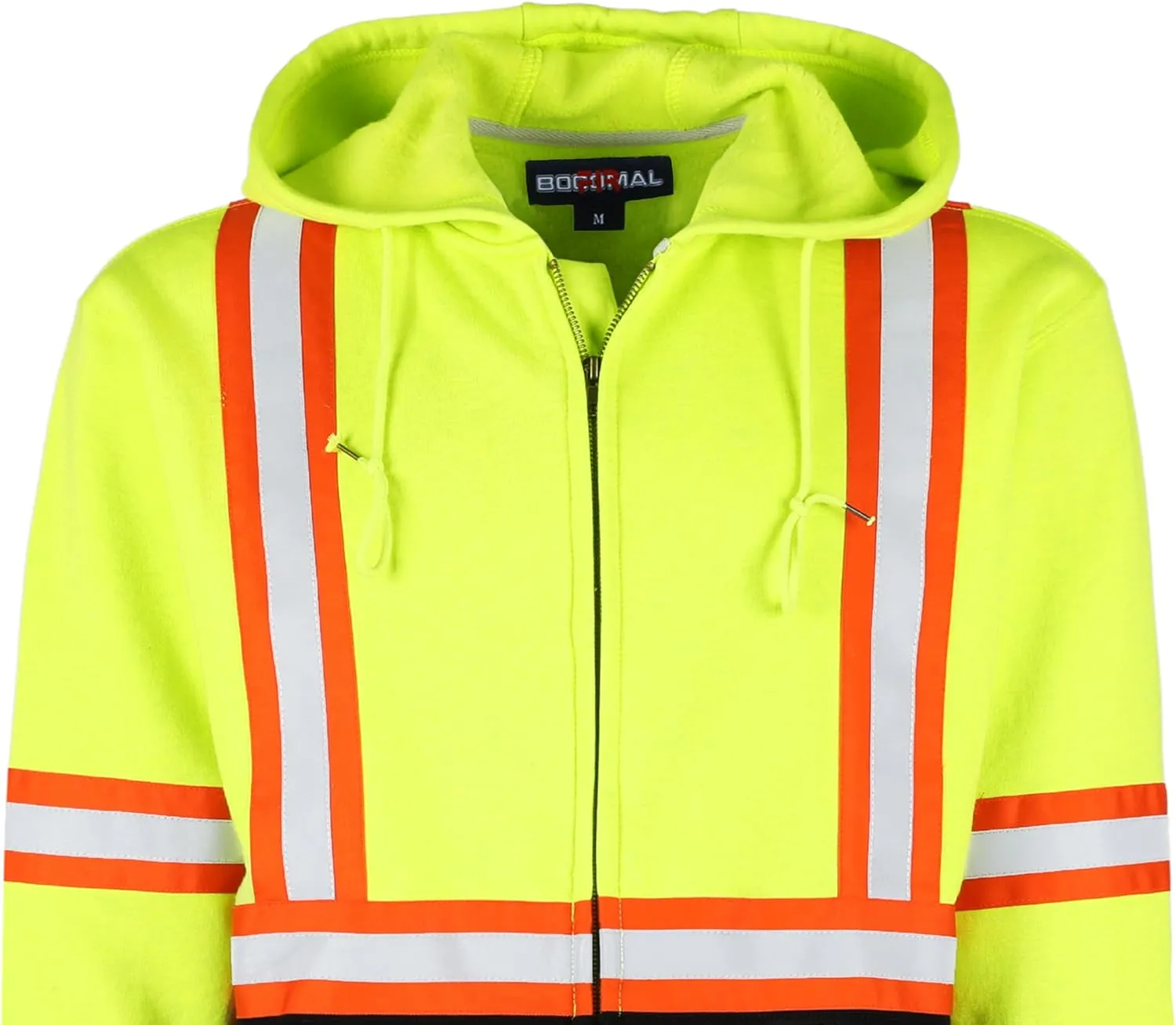BOCOMAL FR Hoodies High Visibility 10.5oz Cottion Fleece Zipper Hi Vis Flame Resistant Reflective Hooded Sweatshirts