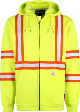BOCOMAL FR Hoodies High Visibility 10.5oz Cottion Fleece Zipper Hi Vis Flame Resistant Reflective Hooded Sweatshirts