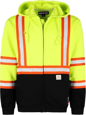 BOCOMAL FR Hoodies High Visibility 10.5oz Cottion Fleece Zipper Hi Vis Flame Resistant Reflective Hooded Sweatshirts