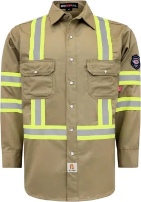 BOCOMAL FR Shirts High Visibility/Hi Vis Flame Resistant/Fire Retardant Shirt 7.5oz Men's Reflective Shirts