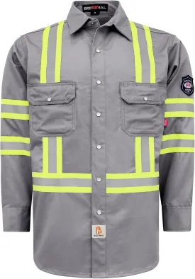 BOCOMAL FR Shirts High Visibility/Hi Vis Flame Resistant/Fire Retardant Shirt 7.5oz Men's Reflective Shirts