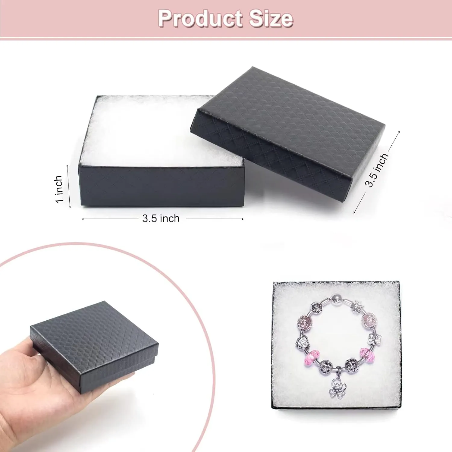 Cardboard Jewelry Black Gift Boxes 20 Pack3.53.51 inches, its apply to displaying necklaces, rings, bracelets, earrings