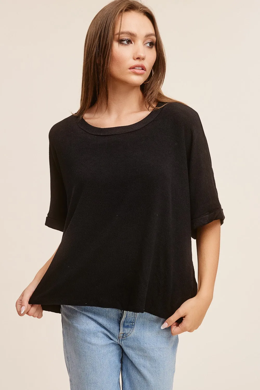 Crepe Hacci Cuffed Tee