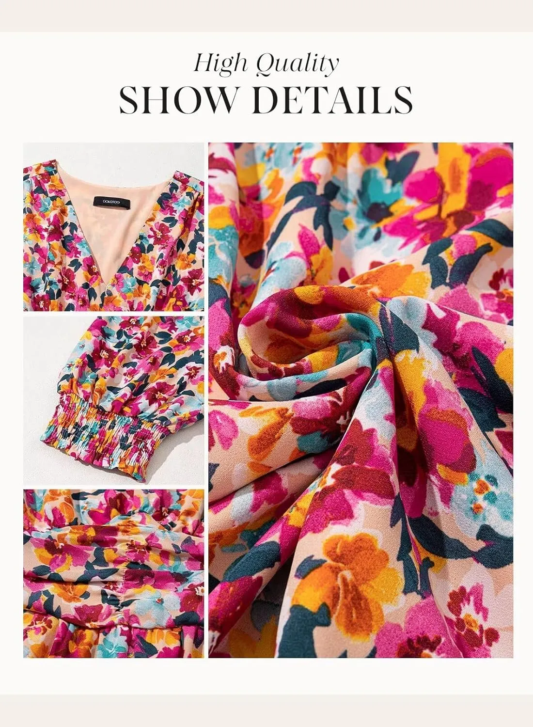 Dokotoo Summer Dresses for Women 2025 Sexy Wrap V Neck Short Puff Sleeve Elegant Floral Smocked Waist Flowy Mini Dress