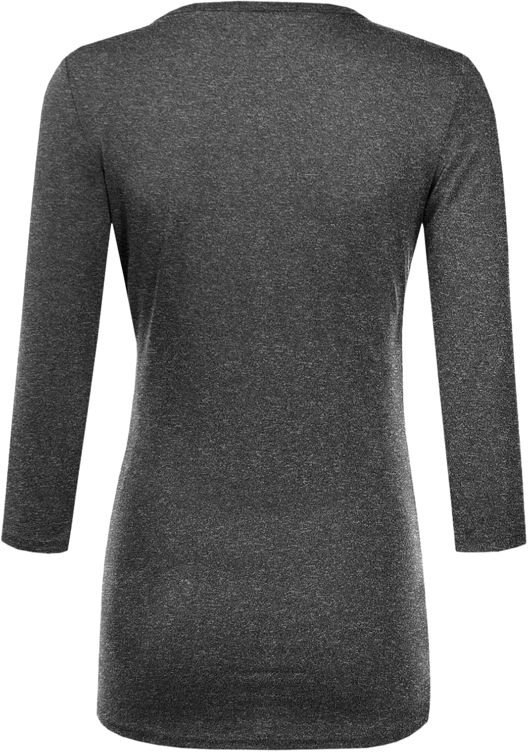 DOUBLJU 3/4 Sleeve Satin Ruched Hem Tank Tops Deep V Neck Tops Casual Basic Wrap Style T Shirts for Womens with Plus Size