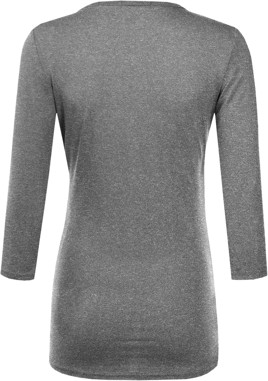 DOUBLJU 3/4 Sleeve Satin Ruched Hem Tank Tops Deep V Neck Tops Casual Basic Wrap Style T Shirts for Womens with Plus Size