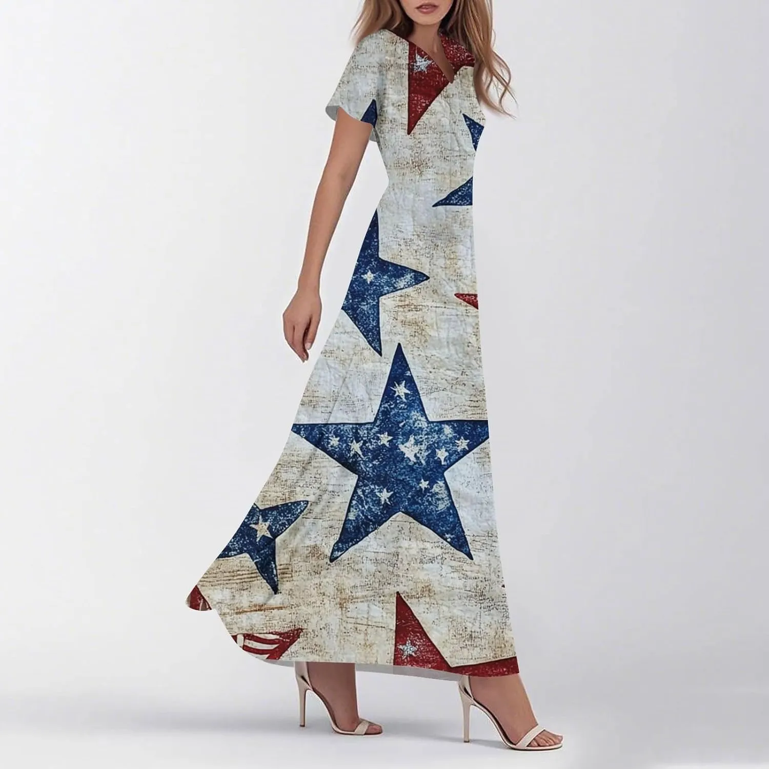 Fourth of July Outfit Women Independence Day USA Dress Festival Plus Size Patriotic Dress