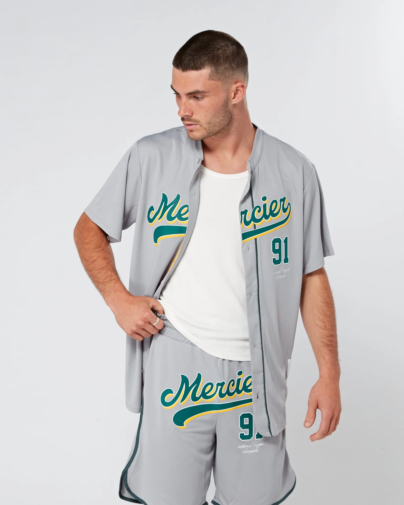 Grey Green Emerson Baseball Jersey