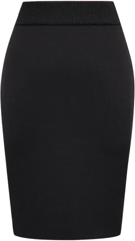 IDEALSANXUN Womens Stretchy Pencil Skirt High Waisted Bodycon Knit Knee Length Skirt with Back Slit