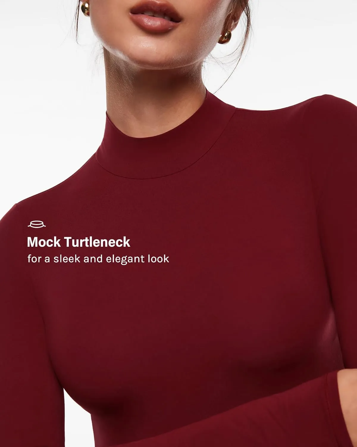 INLYRIC Women's Inbarely Soft Mock Turtleneck Double Lined Long Sleeve Tops Going Out Slim Fitted Sexy Trendy T-Shirts