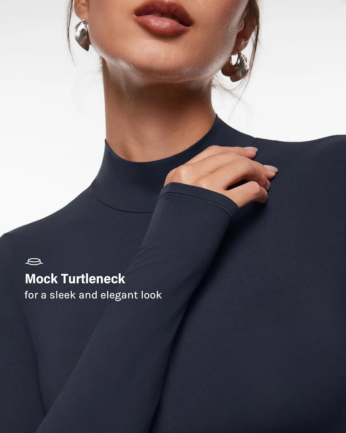 INLYRIC Women's Inbarely Soft Mock Turtleneck Double Lined Long Sleeve Tops Going Out Slim Fitted Sexy Trendy T-Shirts