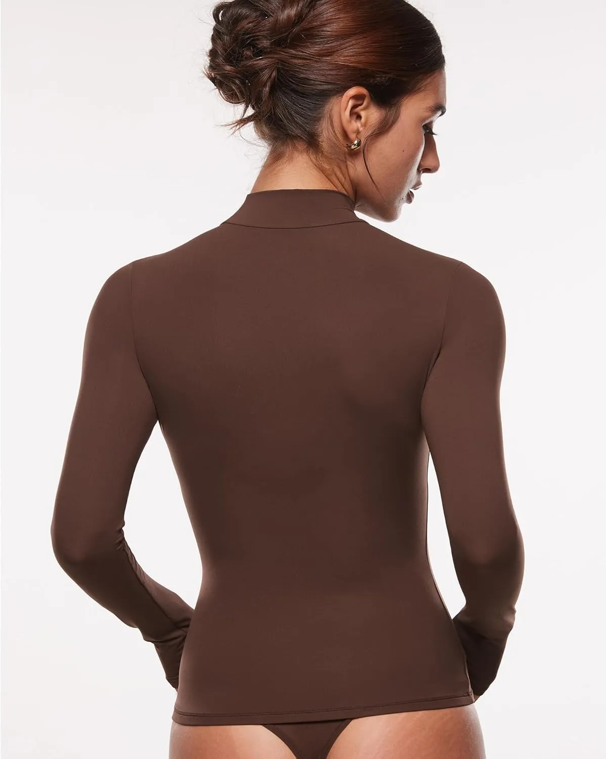 INLYRIC Women's Inbarely Soft Mock Turtleneck Double Lined Long Sleeve Tops Going Out Slim Fitted Sexy Trendy T-Shirts
