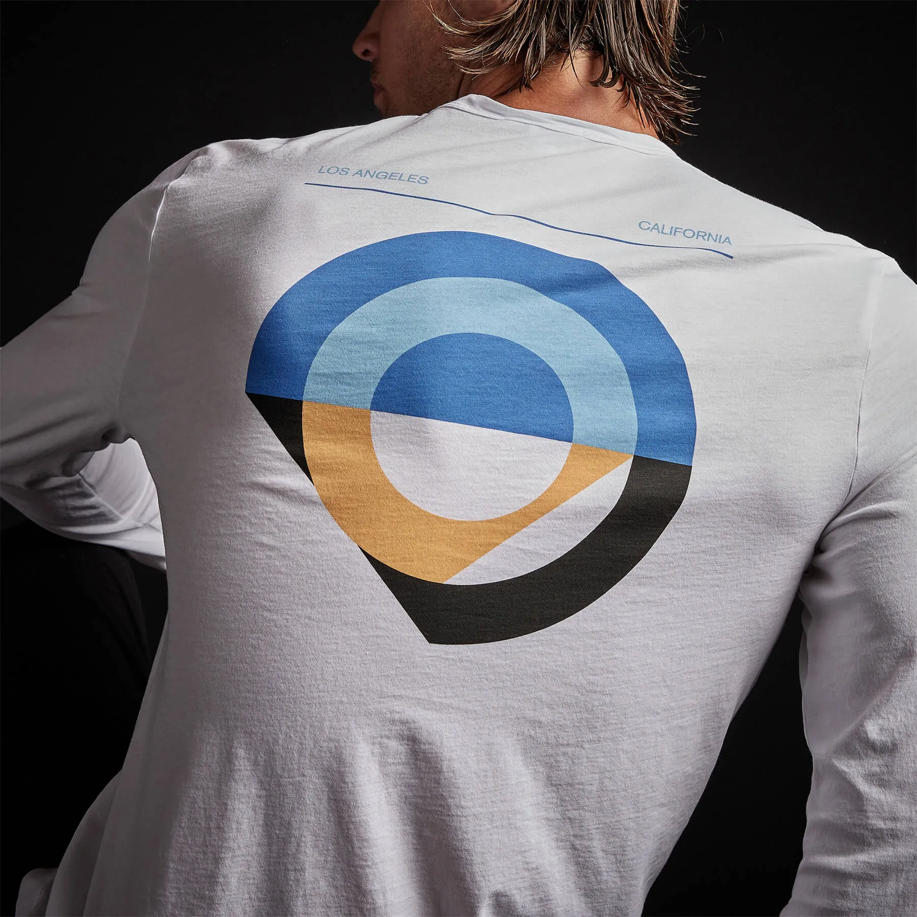 Long Sleeve Crew Neck Abstract Circle - White