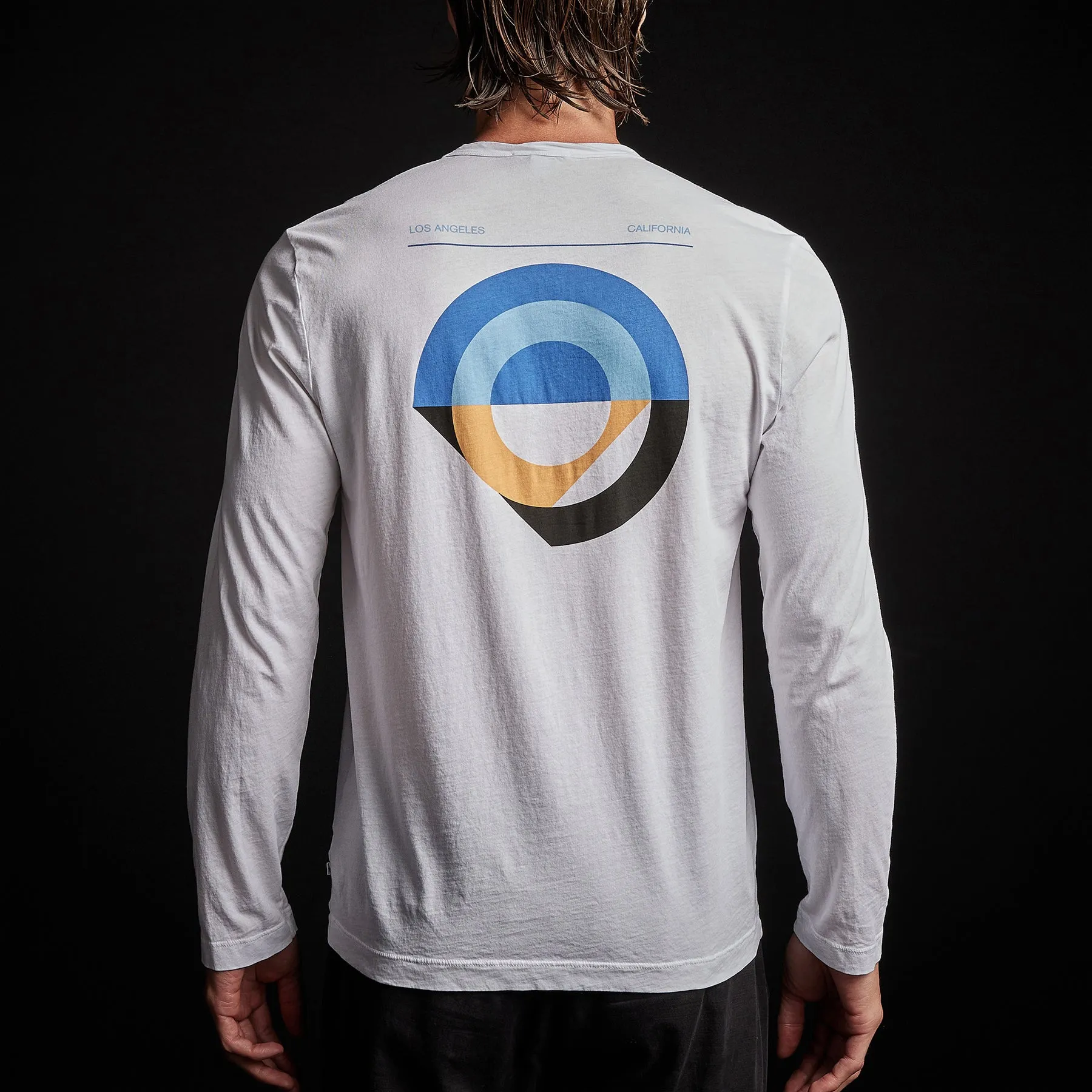 Long Sleeve Crew Neck Abstract Circle - White