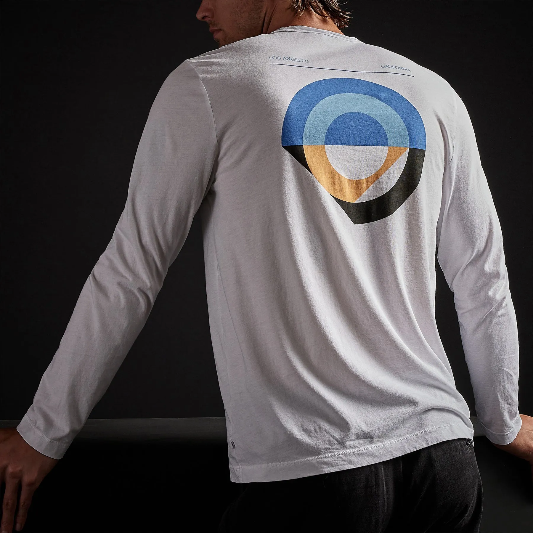 Long Sleeve Crew Neck Abstract Circle - White