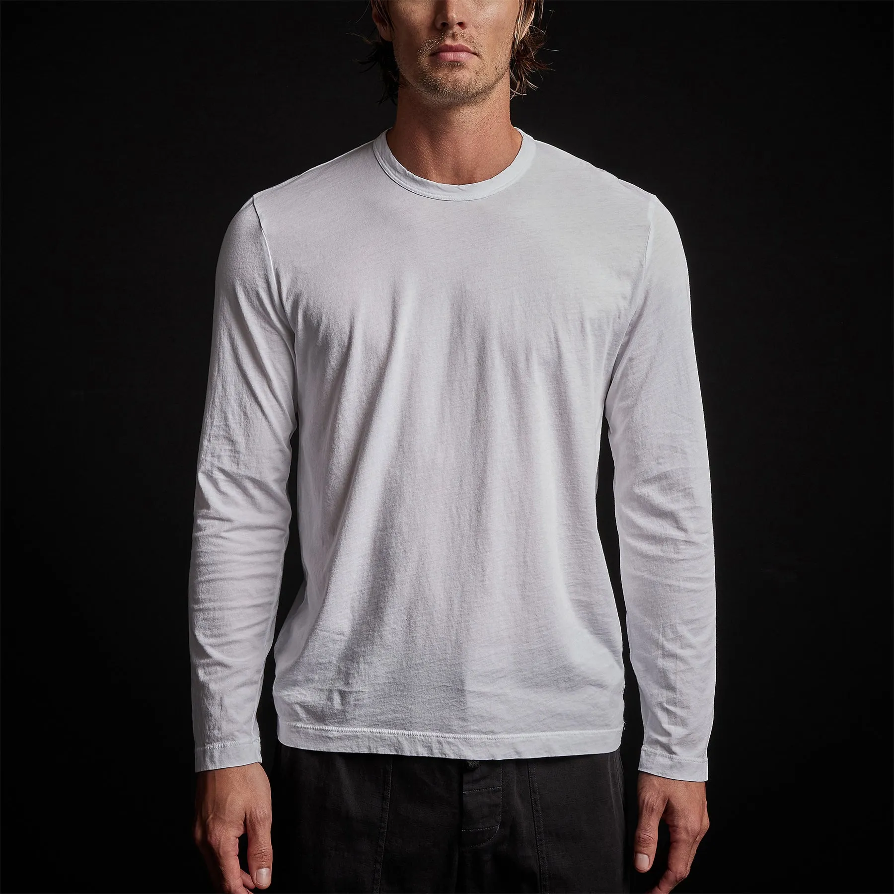 Long Sleeve Crew Neck Abstract Circle - White