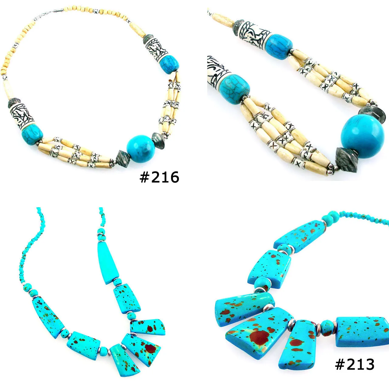 LOT OF 10 Bone Horn Necklaces Tribal Ethnic Tibetan Behemian & More