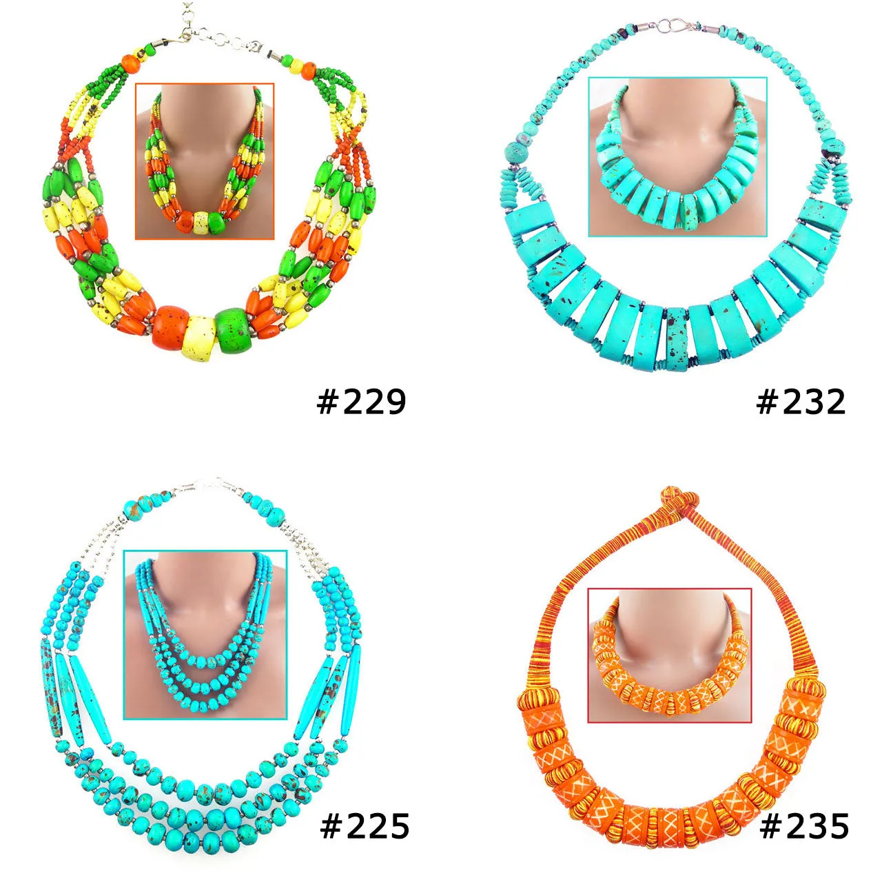 LOT OF 10 Bone Horn Necklaces Tribal Ethnic Tibetan Behemian & More
