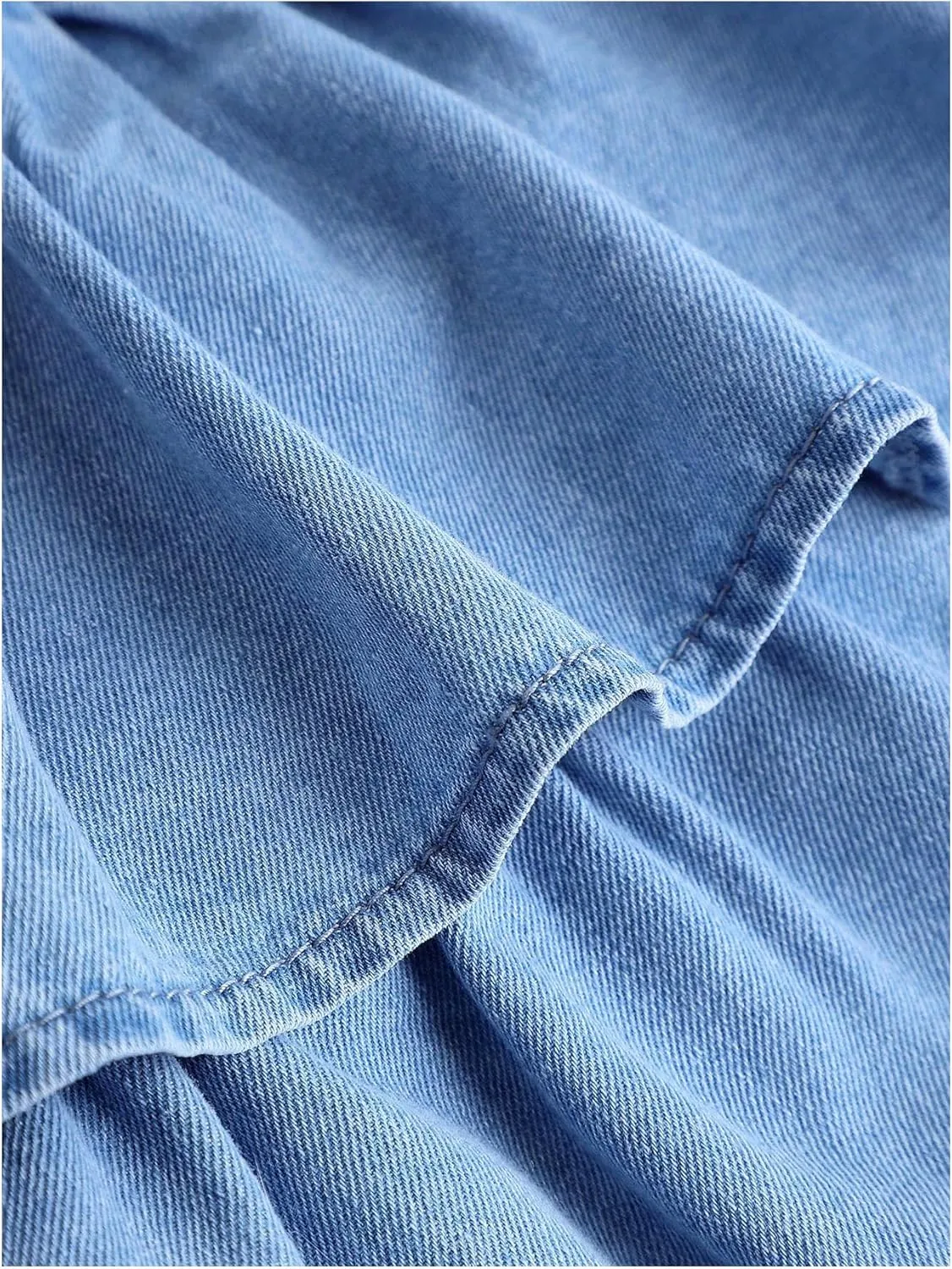 MakeMeChic Girl's Bow Denim Skirt Ruffle Tiered Elastic Waist A Line Cute Mini Skirts