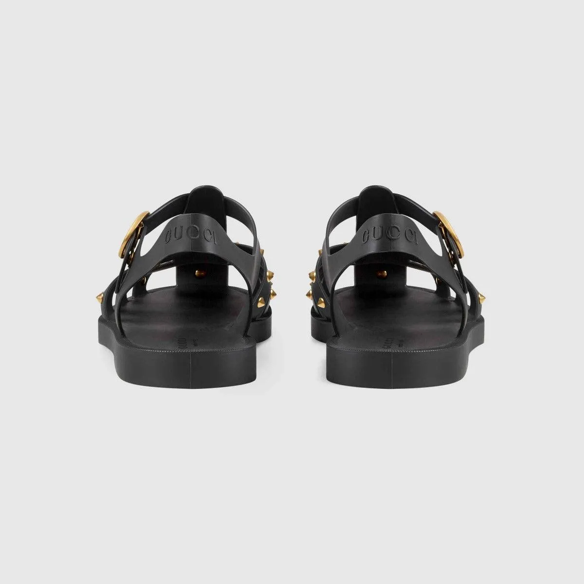Mens Black Buckle Strap Feline Sandals