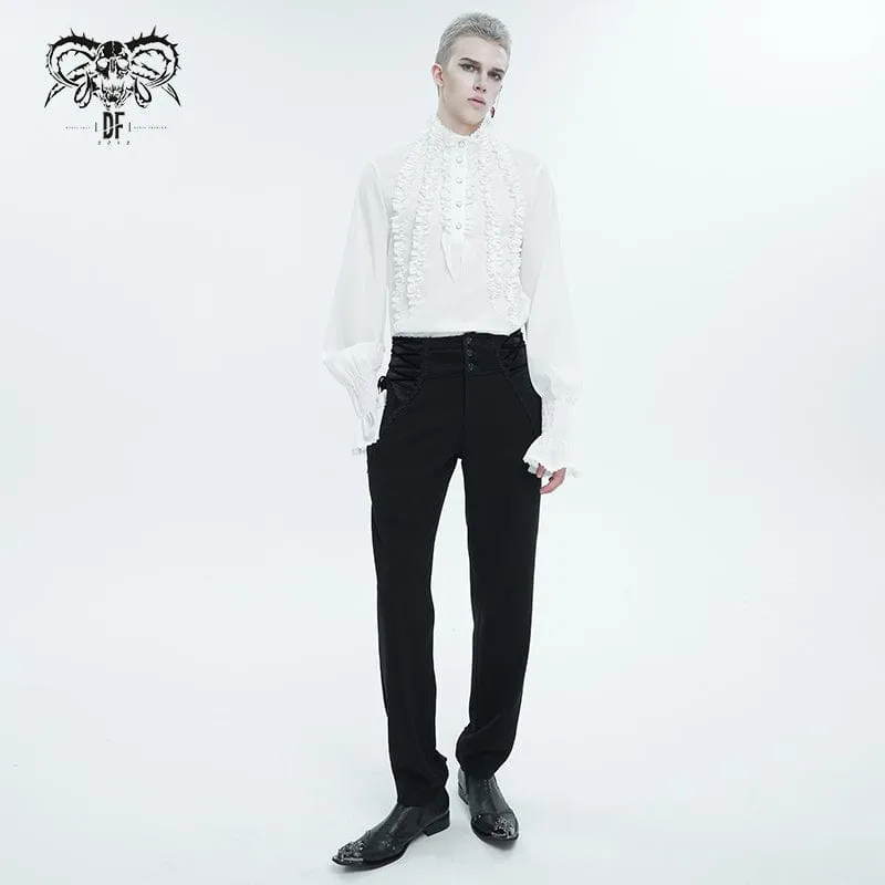 Men's Gothic Puff Sleeved Ruffled Shirt White