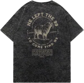 Men's Graphic Letter Print Vintage Tees Baggy Drop Shoulder Crew Neck Short Sleeve Streetwear T Shirts