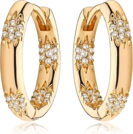 MEVECCO Gold Hoop Earrings for Women 18K Gold Plated Cubic Zircon Huggie Earrings Earrings for Everyday Jewelry