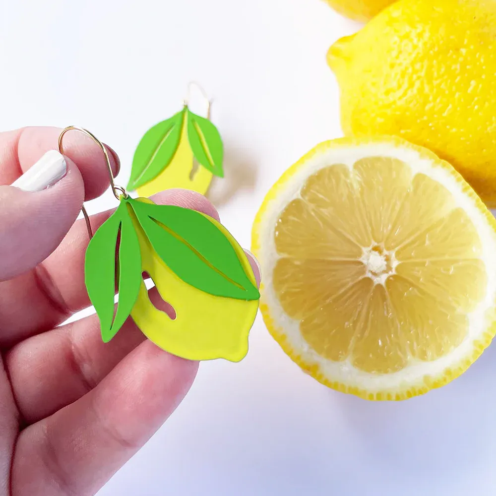 Midi Lemon Earrings - Yellow & Green