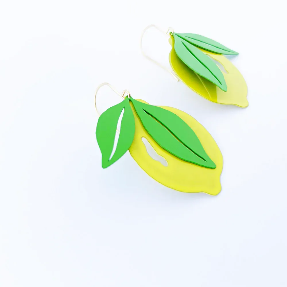 Midi Lemon Earrings - Yellow & Green