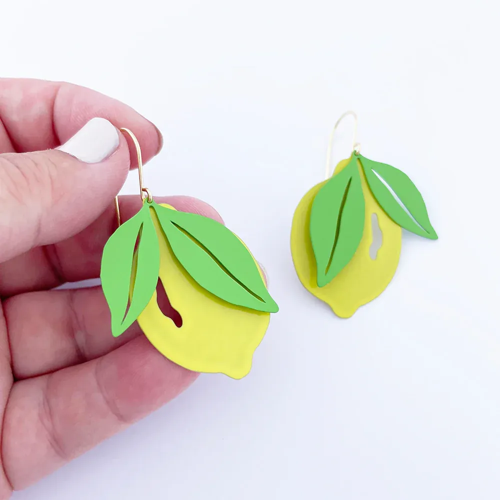 Midi Lemon Earrings - Yellow & Green