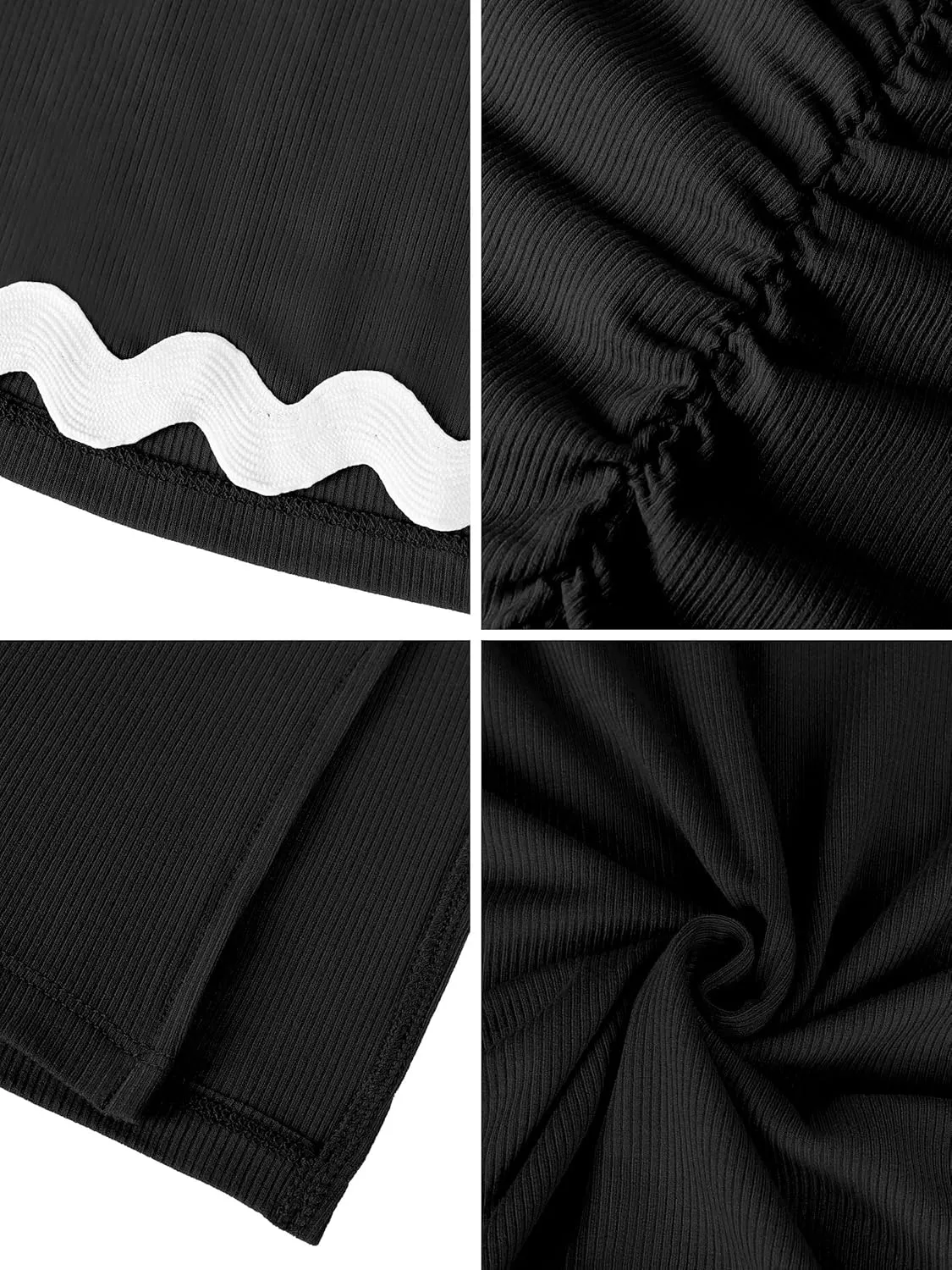 Missufe Women's Scoop Neck Rickrack Trim Crop Tank Top Bodycon Midi Skirt Set Summer 2 Piece Dress Outfits