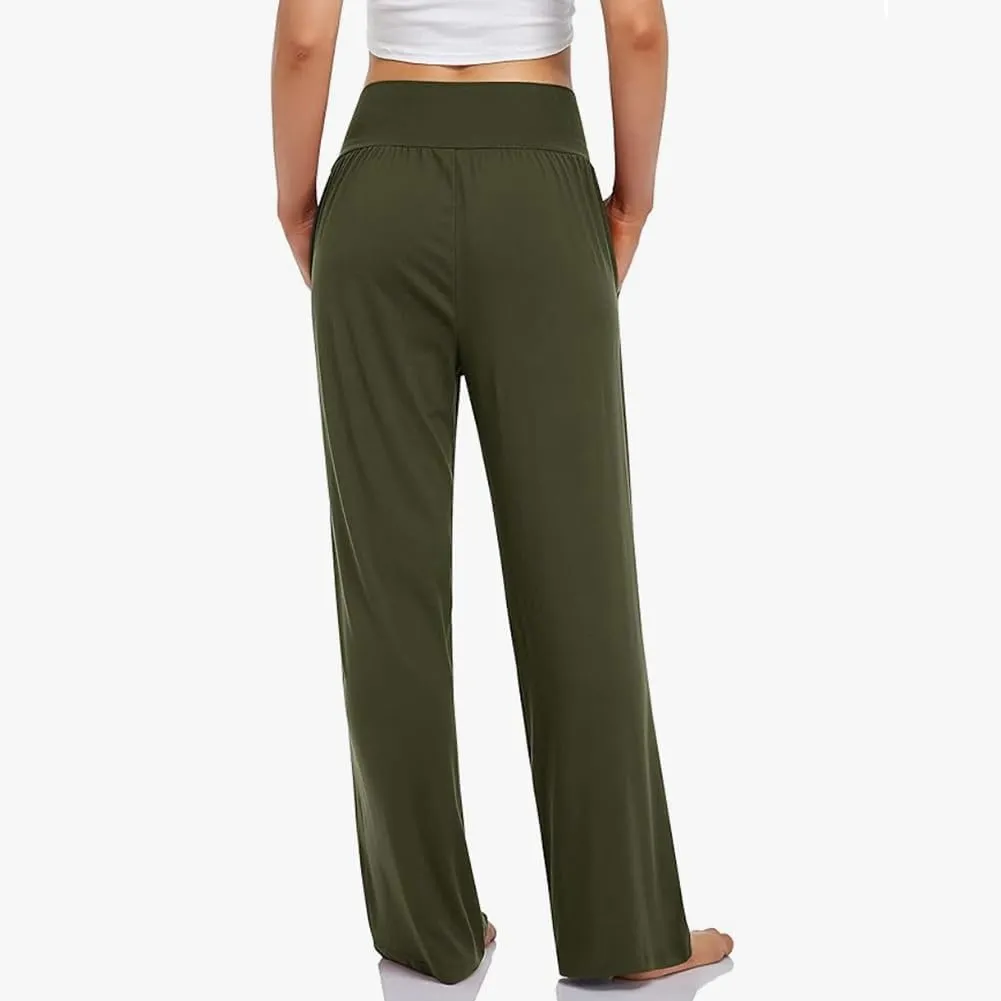 NANJUN Women's High-Waisted Yoga Pants - Soft Wide Leg Lounge Sweatpants with Pockets, Everyday Comfort.