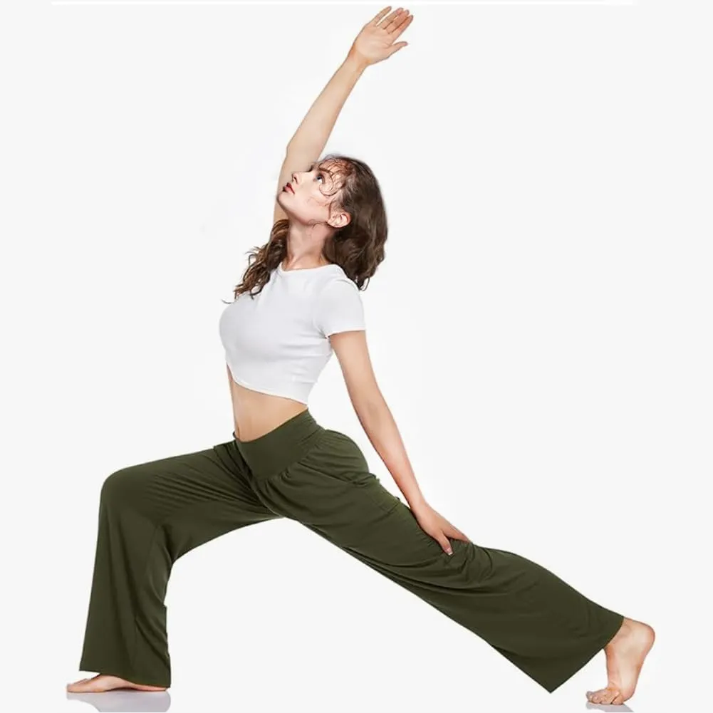 NANJUN Women's High-Waisted Yoga Pants - Soft Wide Leg Lounge Sweatpants with Pockets, Everyday Comfort.