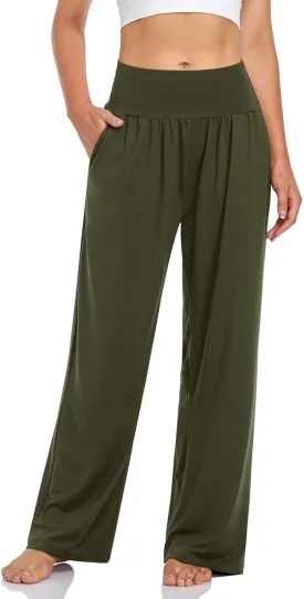NANJUN Women's High-Waisted Yoga Pants - Soft Wide Leg Lounge Sweatpants with Pockets, Everyday Comfort.