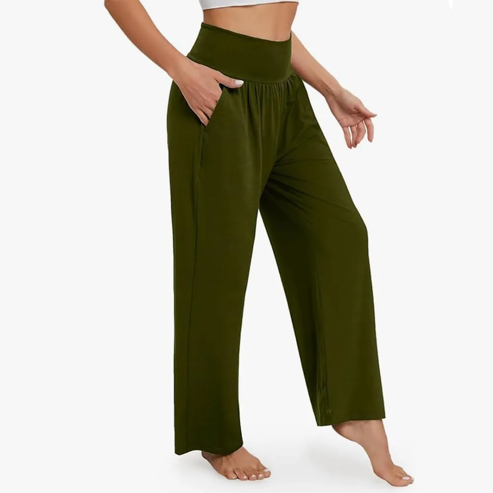 NANJUN Women's High-Waisted Yoga Pants - Soft Wide Leg Lounge Sweatpants with Pockets, Everyday Comfort.