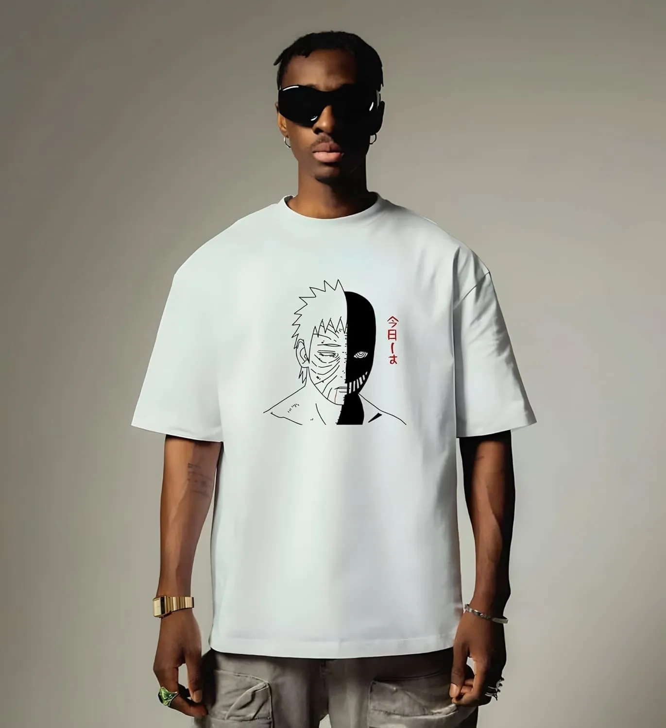 Naruto Shippuden, Itachi Uchiha, Anime Ninja Silhouette Tee, Unisex Vintage Y2K Oversized Graphic T-Shirt, Streetwear Style