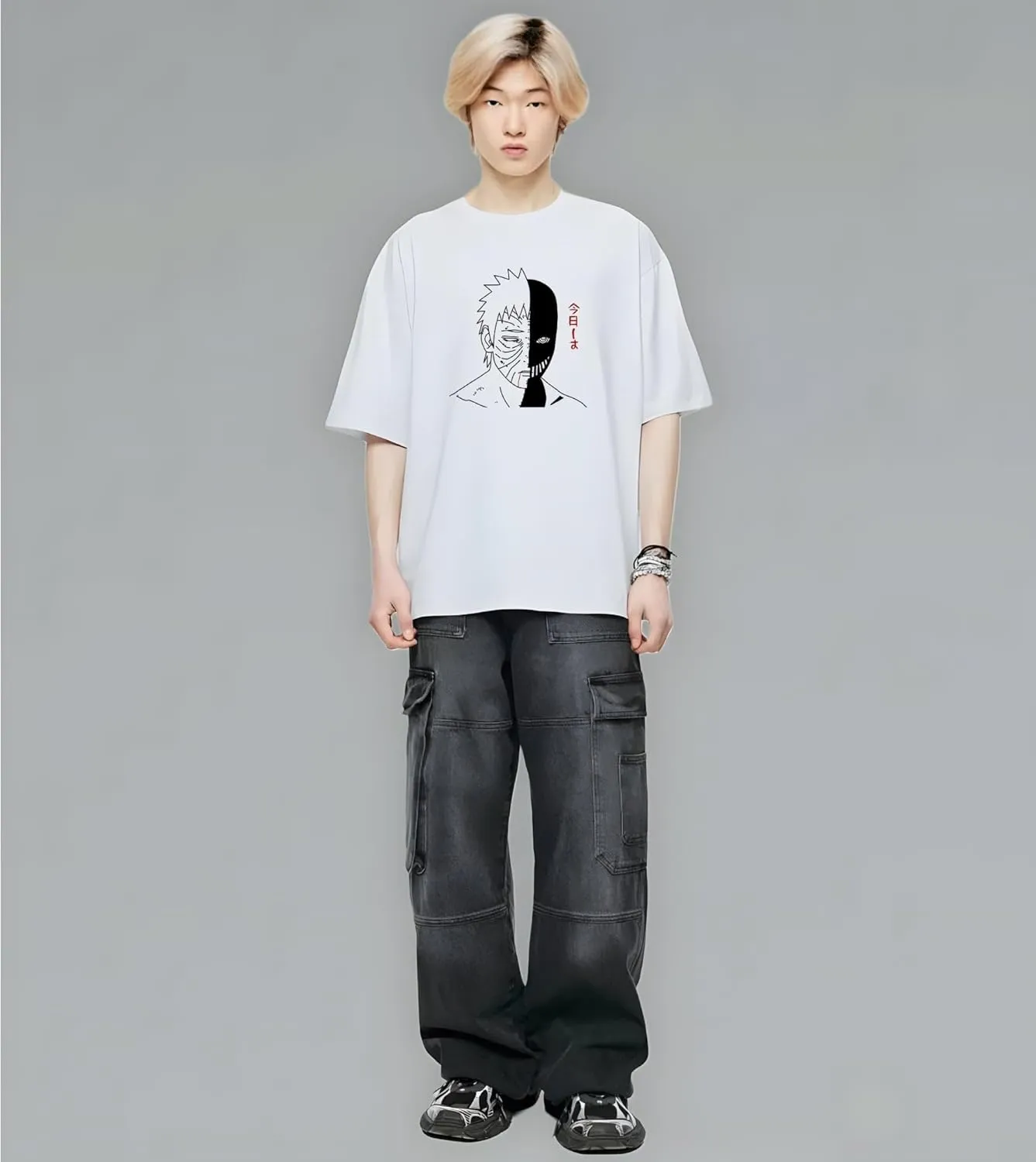 Naruto Shippuden, Itachi Uchiha, Anime Ninja Silhouette Tee, Unisex Vintage Y2K Oversized Graphic T-Shirt, Streetwear Style