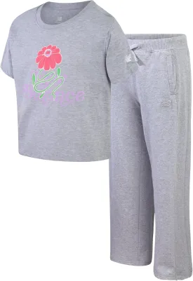 New Balance Girls' Jogger Set - Short Sleeve Performance T-Shirt and Sweatpants (7-16)